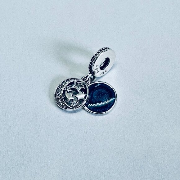 Pandora Moon & Blue Sky Dangle Charm / Pandora Charms / Pandora Bracelet - Picture 7 of 7